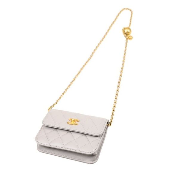 Chanel Chain Shoulder Bag Lambskin Gray - Picture 5 of 6